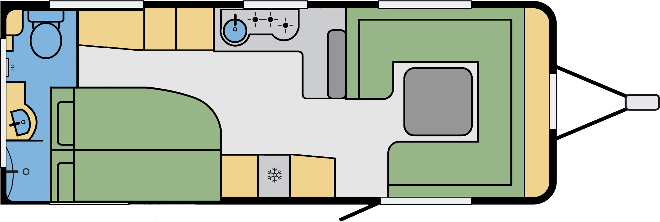frans bed-rondzit-midden keuken-badkamer achterin
